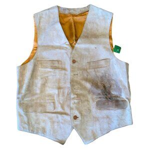 Modelli Internazionale 46 Leather Vest Beige Gold Lining Pockets